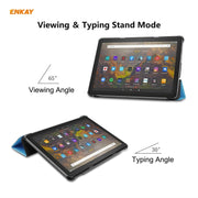 ENKAY PU Leather + Plastic Smart Case with Three-folding Holder for Amazon Fire HD 10 / 10 Plus (2021)(Light Blue)