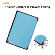 ENKAY PU Leather + Plastic Smart Case with Three-folding Holder for Amazon Fire HD 10 / 10 Plus (2021)(Light Blue)