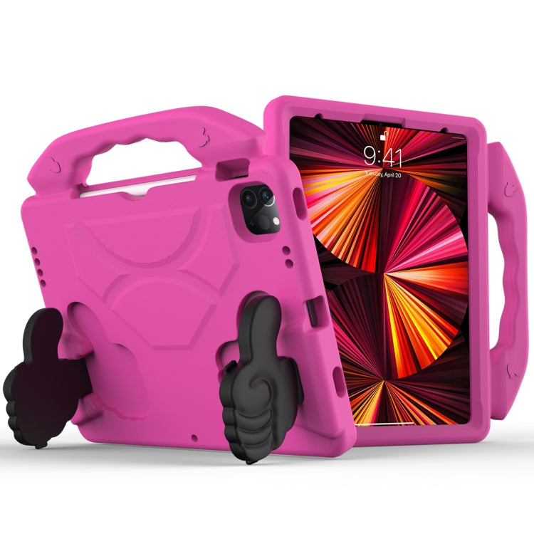 For iPad Pro 11 2022 / 2021 Children EVA Shockproof Tablet Case with Thumb Bracket(Rose Red)