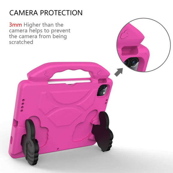 For iPad Pro 11 2022 / 2021 Children EVA Shockproof Tablet Case with Thumb Bracket(Rose Red)