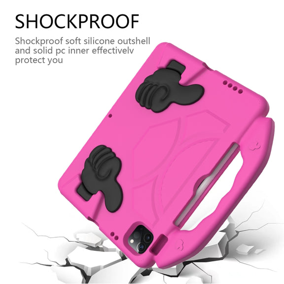 For iPad Pro 11 2022 / 2021 Children EVA Shockproof Tablet Case with Thumb Bracket(Rose Red)
