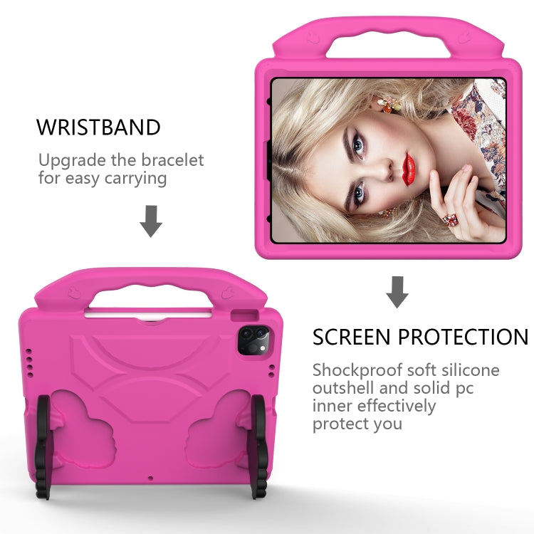 For iPad Pro 11 2022 / 2021 Children EVA Shockproof Tablet Case with Thumb Bracket(Rose Red)