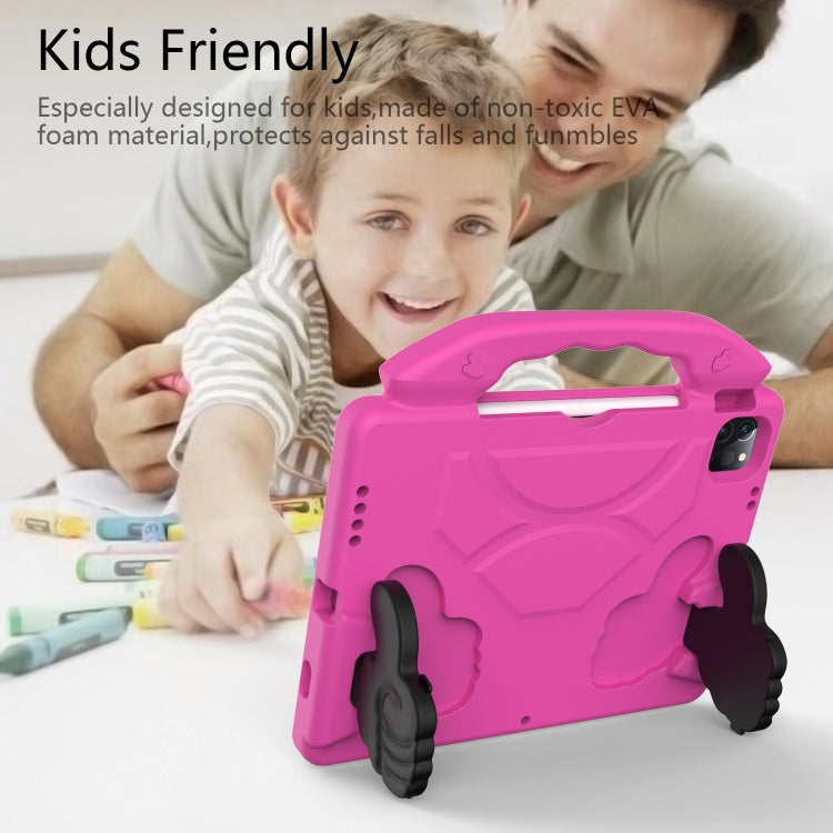 For iPad Pro 11 2022 / 2021 Children EVA Shockproof Tablet Case with Thumb Bracket(Rose Red)