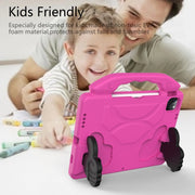 For iPad Pro 11 2022 / 2021 Children EVA Shockproof Tablet Case with Thumb Bracket(Rose Red)