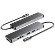 6 in 1 Type C to HDMI + USB 3.0 + Type C + SD/TF Docking Station Multi-function HUB