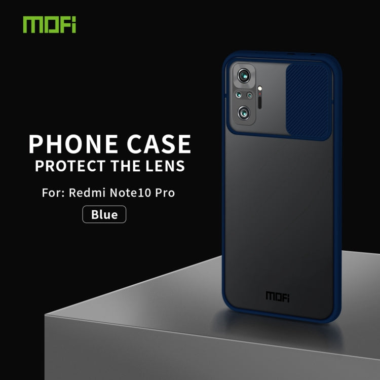 For Xiaomi Redmi Note 10 Pro / Note 10 Pro Max MOFI Xing Dun Series Translucent Frosted PC + TPU Privacy Anti-glare Shockproof All-inclusive Protective Case(Blue)