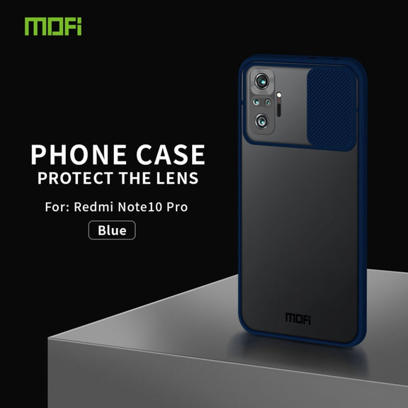 For Xiaomi Redmi Note 10 Pro / Note 10 Pro Max MOFI Xing Dun Series Translucent Frosted PC + TPU Privacy Anti-glare Shockproof All-inclusive Protective Case(Blue)