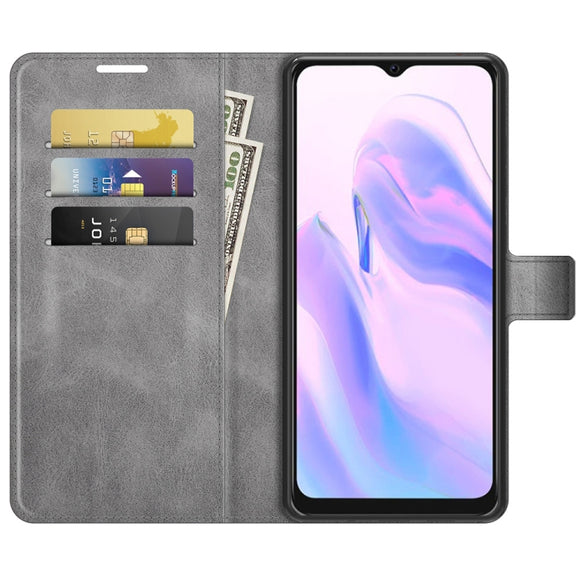 For Blackview A70 Retro Calf Pattern Buckle Horizontal Flip Leather Case with Holder & Card Slots & Wallet(Grey)