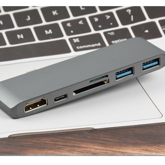 WS-15 6 in 1 Type-C to HDMI + USB 3.0 x 2 + SD + TF + PD HUB Converter