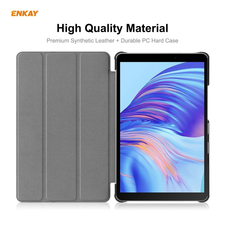 ENKAY PU Leather + Plastic Case with Three-folding Holder for Huawei MatePad T8 / Honor Tablet X7(Green)
