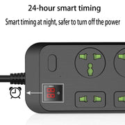 T17 3000W High-power 24-hour Smart Timing Socket QC3.0 USB Fast Charging Power Strip Socket , Cable Length: 2m, US Plug(White)