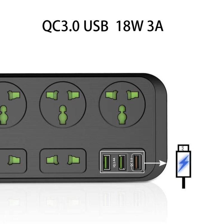 T17 3000W High-power 24-hour Smart Timing Socket QC3.0 USB Fast Charging Power Strip Socket , Cable Length: 2m, US Plug(White)