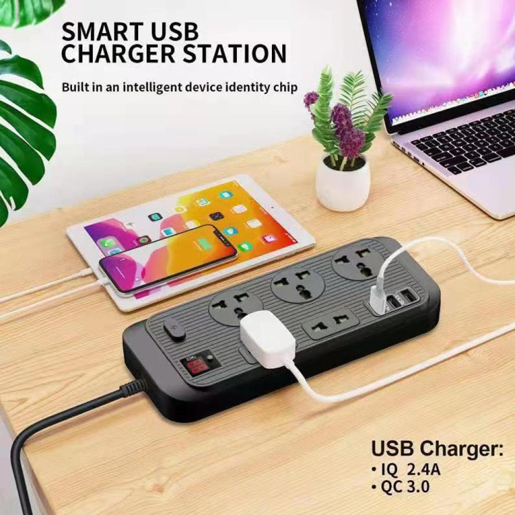 T17 3000W High-power 24-hour Smart Timing Socket QC3.0 USB Fast Charging Power Strip Socket , Cable Length: 2m, US Plug(White)
