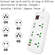 T17 3000W High-power 24-hour Smart Timing Socket QC3.0 USB Fast Charging Power Strip Socket , Cable Length: 2m, US Plug(White)
