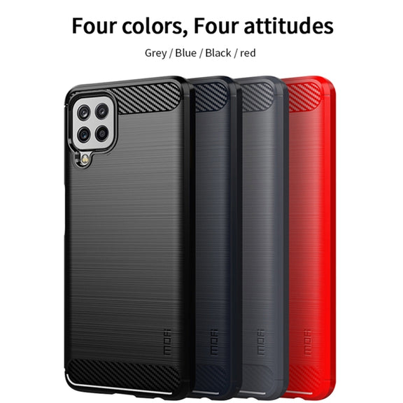 For Samsung Galaxy A22 4G MOFI Gentleness Series Brushed Texture Carbon Fiber Soft TPU Case(Blue)