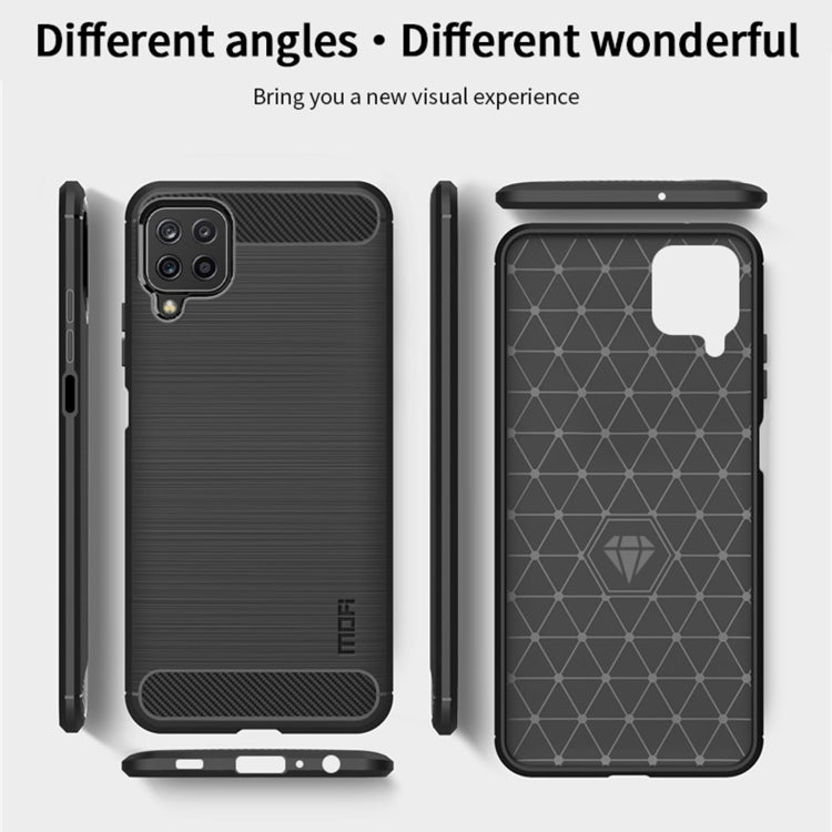 For Samsung Galaxy A22 4G MOFI Gentleness Series Brushed Texture Carbon Fiber Soft TPU Case(Blue)