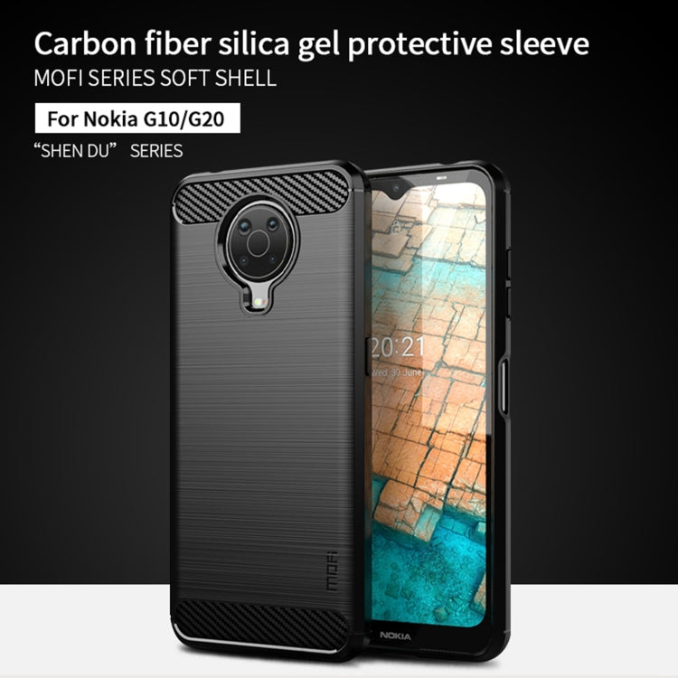 For Nokia G10 / G20 / 6.3 MOFI Gentleness Series Brushed Texture Carbon Fiber Soft TPU Case(Red)