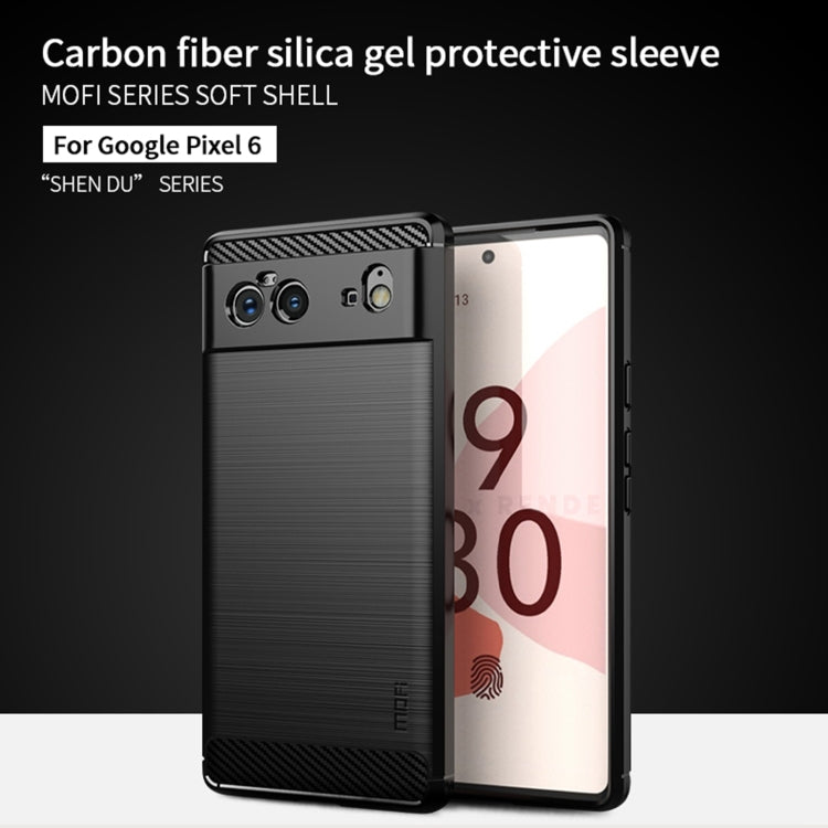 For Google Pixel 6 MOFI Gentleness Series Brushed Texture Carbon Fiber Soft TPU Case(Blue)
