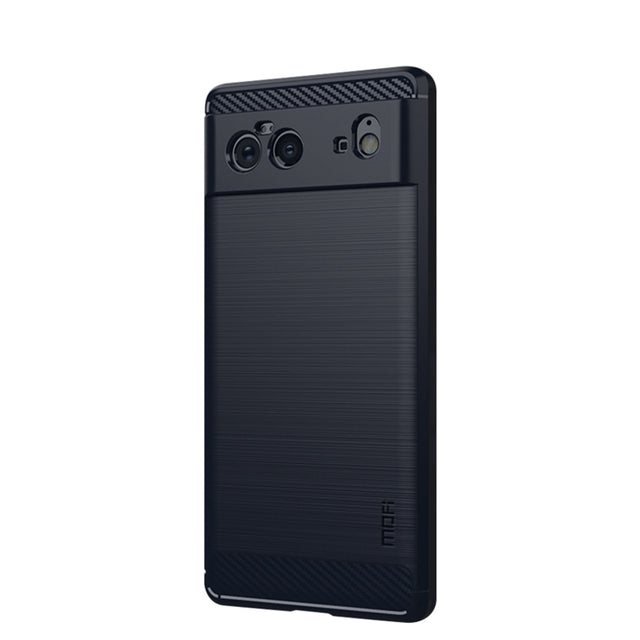 For Google Pixel 6 MOFI Gentleness Series Brushed Texture Carbon Fiber Soft TPU Case(Blue)