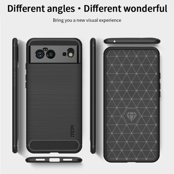 For Google Pixel 6 MOFI Gentleness Series Brushed Texture Carbon Fiber Soft TPU Case(Gray)