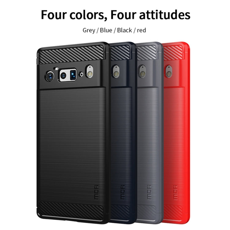 For Google Pixel 6 Pro MOFI Gentleness Series Brushed Texture Carbon Fiber Soft TPU Case(Red)