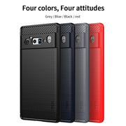 For Google Pixel 6 Pro MOFI Gentleness Series Brushed Texture Carbon Fiber Soft TPU Case(Red)