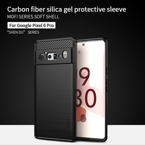 For Google Pixel 6 Pro MOFI Gentleness Series Brushed Texture Carbon Fiber Soft TPU Case(Red)