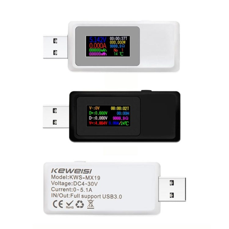 Keweisi KWS-MX19 USB Tester DC 4V-30V 0-5A Current Voltage Detector(Black)
