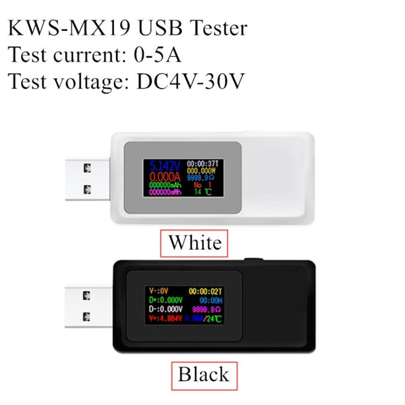 Keweisi KWS-MX19 USB Tester DC 4V-30V 0-5A Current Voltage Detector(Black)