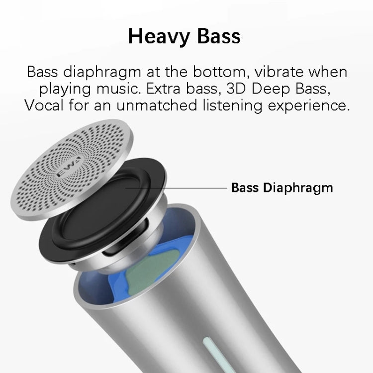 EWA A115 Portable Metal Bluetooth Speaker 105H Power Hifi Stereo Outdoor Subwoofer(Gray)