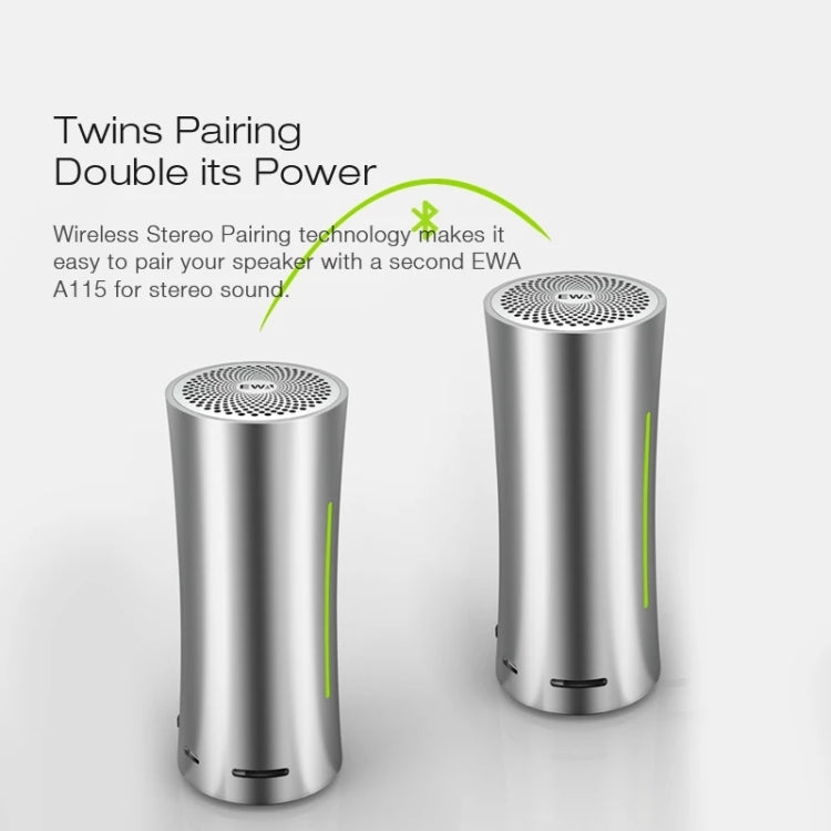 EWA A115 Portable Metal Bluetooth Speaker 105H Power Hifi Stereo Outdoor Subwoofer(Gray)