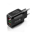 F002C QC3.0 USB + USB 2.0 Fast Charger with LED Digital Display for Mobile Phones and Tablets, EU Plug(Black) - free shipping - PMC TechLife - Order now!