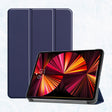 For iPad Pro 11 2022 / 2021 / 2020 ENKAY 3-Folding Shockproof PC Cover Custer Texture PU Leather Tablet Case with Holder & Sleep / Wake-up Function(Dark Blue) - free shipping - PMc TechLife - Order now!