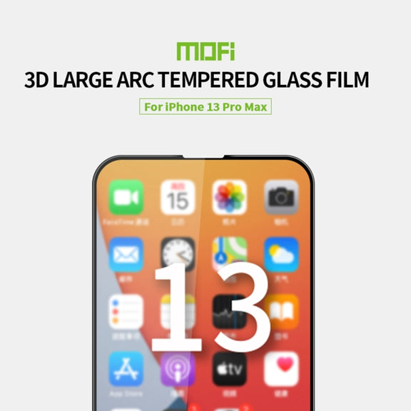 For iPhone 13 Pro Max MOFI 9H 3D Explosion-proof Curved Screen Tempered Glass Film (Black)