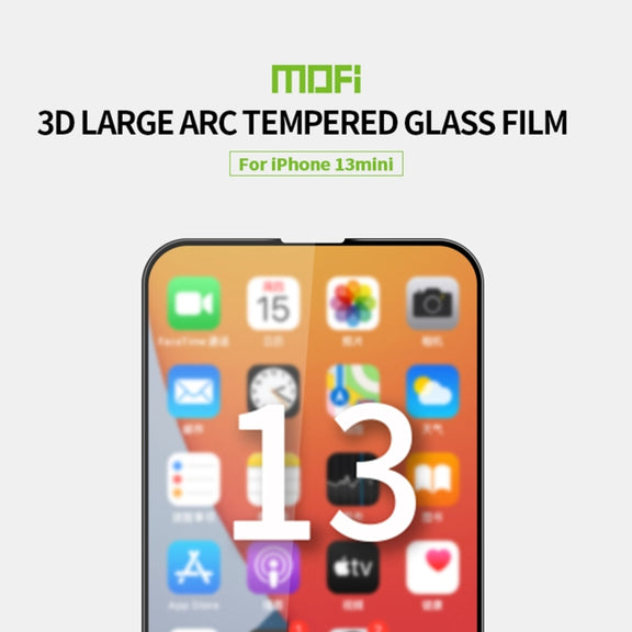 For iPhone 13 mini MOFI 9H 3D Explosion-proof Curved Screen Tempered Glass Film (Black)
