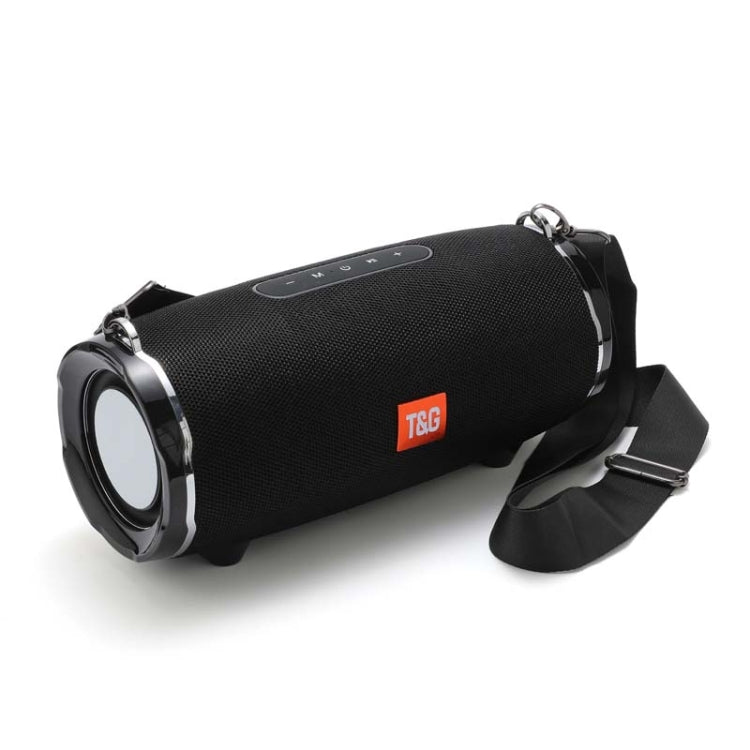 T&G TG187 Portable Water-resistant Wireless Bass Surround Bluetooth Speaker with Shoulder Strap, Support FM / TF  Card(Black)