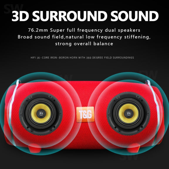 T&G TG187 Portable Water-resistant Wireless Bass Surround Bluetooth Speaker with Shoulder Strap, Support FM / TF  Card(Black)