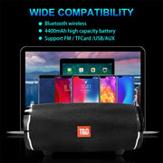 T&G TG187 Portable Water-resistant Wireless Bass Surround Bluetooth Speaker with Shoulder Strap, Support FM / TF  Card(Black)