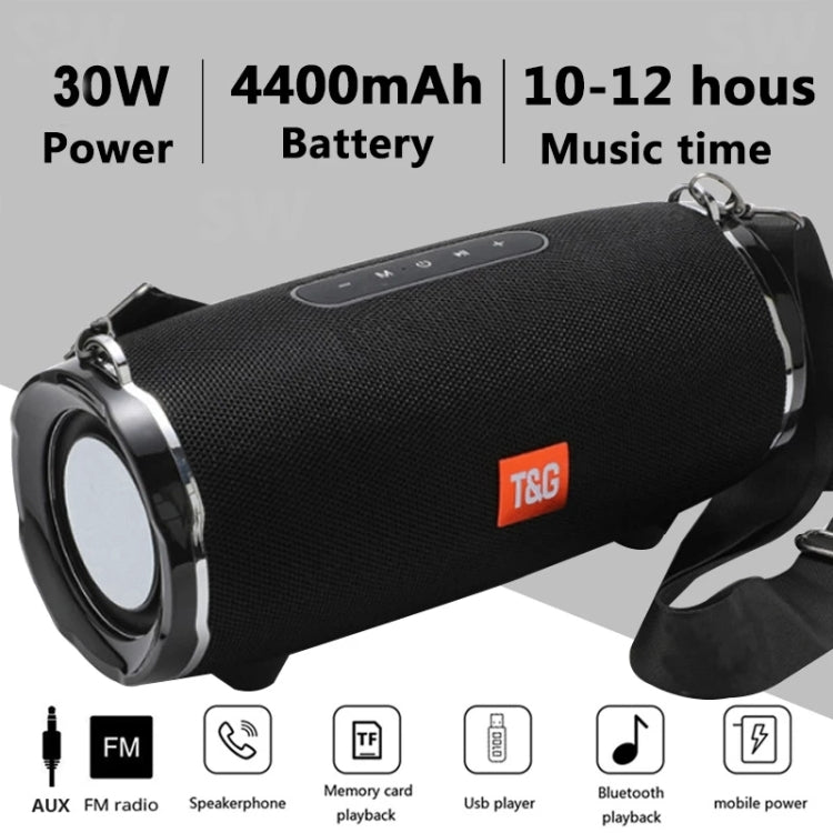 T&G TG187 Portable Water-resistant Wireless Bass Surround Bluetooth Speaker with Shoulder Strap, Support FM / TF  Card(Black)