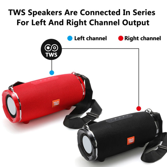 T&G TG187 Portable Water-resistant Wireless Bass Surround Bluetooth Speaker with Shoulder Strap, Support FM / TF  Card(Black)
