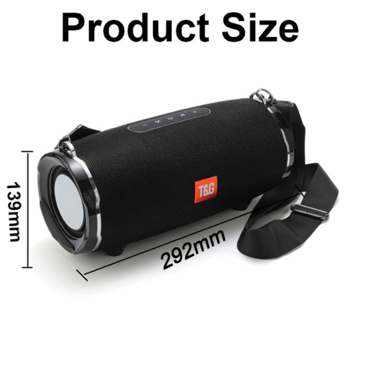 T&G TG187 Portable Water-resistant Wireless Bass Surround Bluetooth Speaker with Shoulder Strap, Support FM / TF  Card(Black)