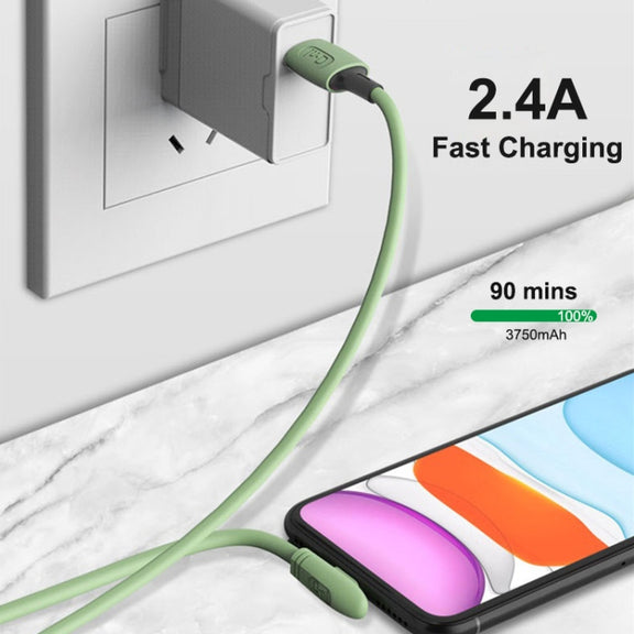 ENKAY Hat-Prince ENK-CB210 2.4A USB to 8 Pin 90 Degree Elbow Silicone Data Sync Fast Charging Cable, Cable Length: 1.2m(Pink)