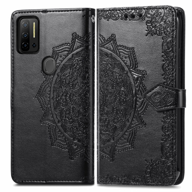For Ulefone Note 11 Plus Mandala Flower Embossed Horizontal Flip Leather Case with Bracket / Card Slot / Wallet / Lanyard(Black)