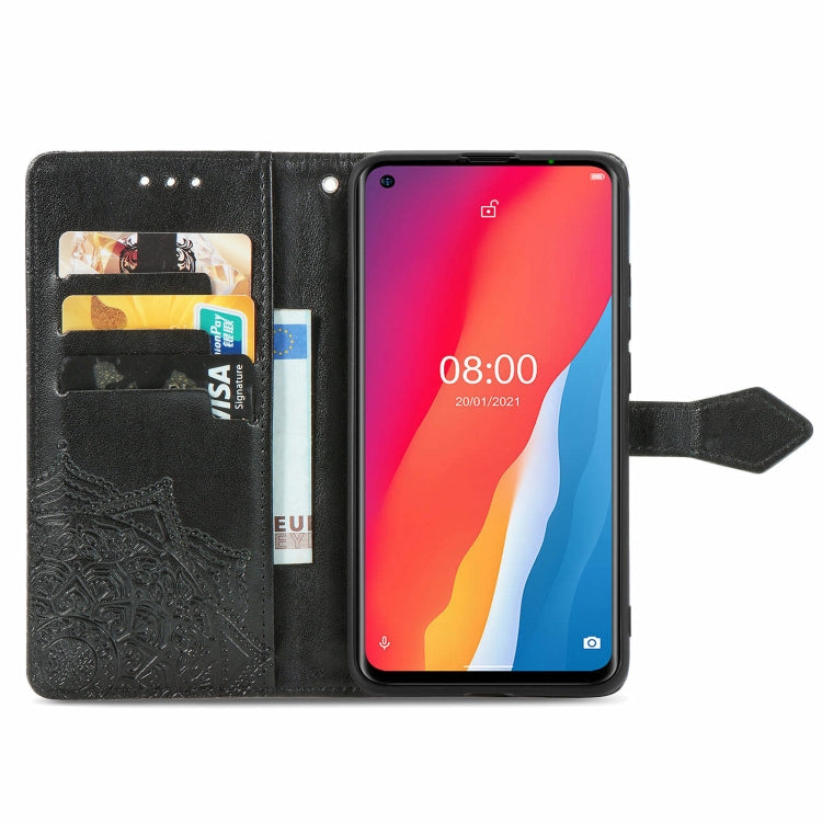 For Ulefone Note 11 Plus Mandala Flower Embossed Horizontal Flip Leather Case with Bracket / Card Slot / Wallet / Lanyard(Black)