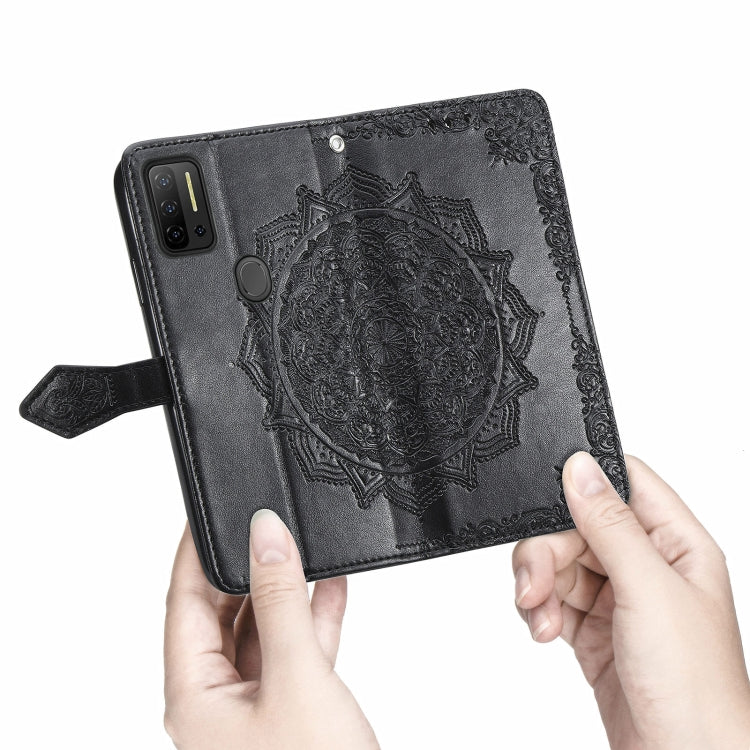 For Ulefone Note 11 Plus Mandala Flower Embossed Horizontal Flip Leather Case with Bracket / Card Slot / Wallet / Lanyard(Black)