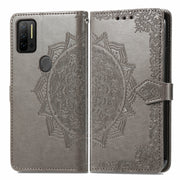 For Ulefone Note 11 Plus Mandala Flower Embossed Horizontal Flip Leather Case with Bracket / Card Slot / Wallet / Lanyard(Grey)