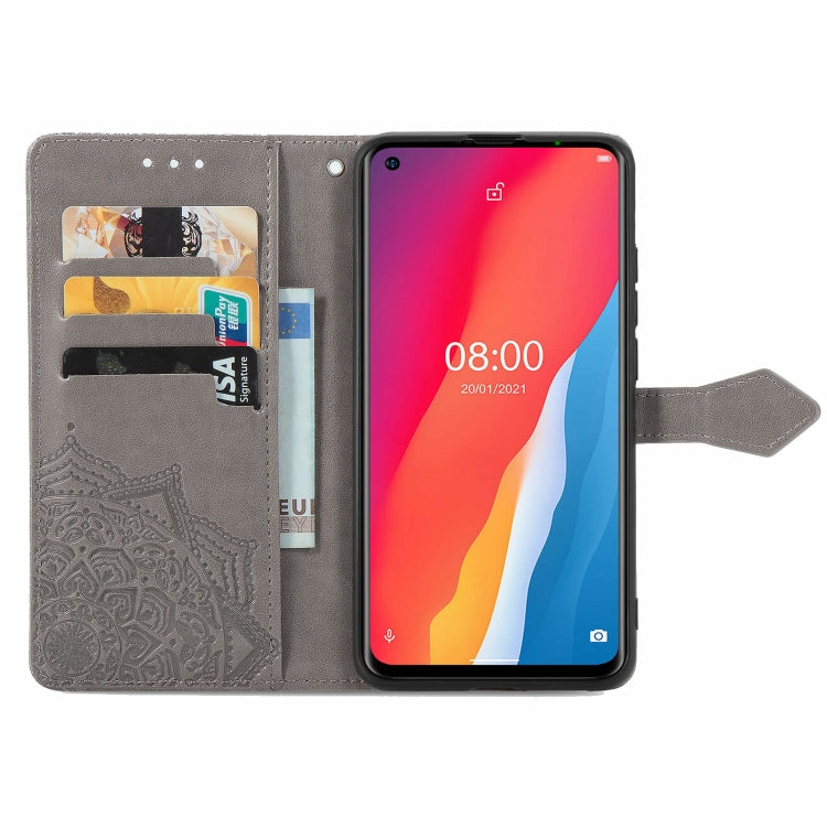 For Ulefone Note 11 Plus Mandala Flower Embossed Horizontal Flip Leather Case with Bracket / Card Slot / Wallet / Lanyard(Grey)