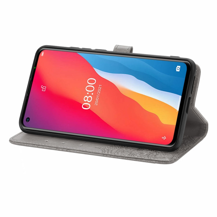 For Ulefone Note 11 Plus Mandala Flower Embossed Horizontal Flip Leather Case with Bracket / Card Slot / Wallet / Lanyard(Grey)