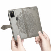 For Ulefone Note 11 Plus Mandala Flower Embossed Horizontal Flip Leather Case with Bracket / Card Slot / Wallet / Lanyard(Grey)