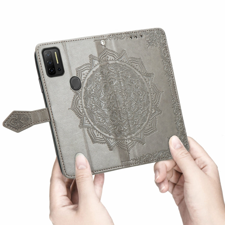 For Ulefone Note 11 Plus Mandala Flower Embossed Horizontal Flip Leather Case with Bracket / Card Slot / Wallet / Lanyard(Grey)